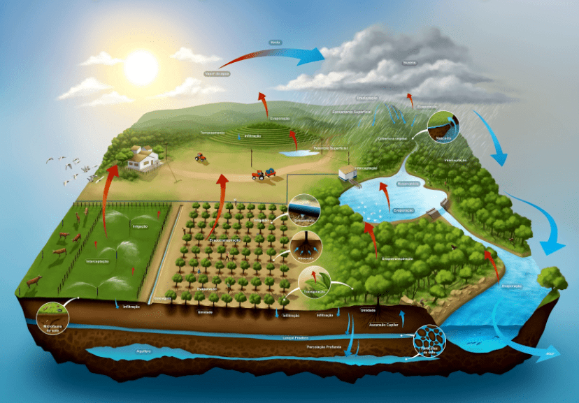 Fonte: http://1.bp.blogspot.com/-EI7IHDSo6lY/UAXMl0u4FRI/AAAAAAAAC7g/Z9WGWAqQwbg/s1600/irrigacao-e-ciclo-hidrologico.jpg